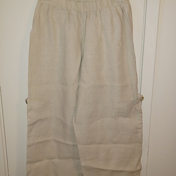 Goddess Gear Cargo Wide Leg Pants Natural Organic Fiber Clothing Large - Picture 6 of 7